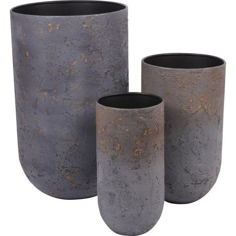 Volcano Planters (Set of 3) - Iron/Concrete/Epoxy - L42 x W42 x H68 cm - Charcoal Blue