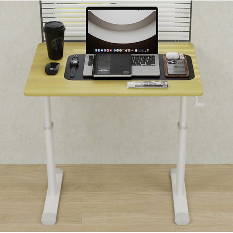 Scrivania regolabile in altezza 80 x 60 cm, manuale, effetto legno, metallo-legno HAVRYA (1/5)