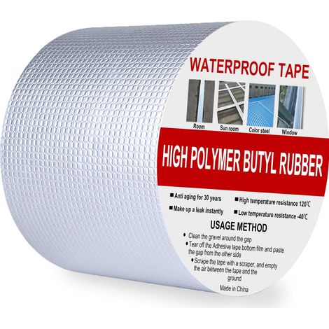 Large Ruban Etancheite Toiture Butyle 100mm x 5m, Bande Etancheite Autocollante Fissure de Surface, Rouleau Bitume Toiture Écart pour Réparer le Toit, Bitume, Correctifs Imperméables (1/5)