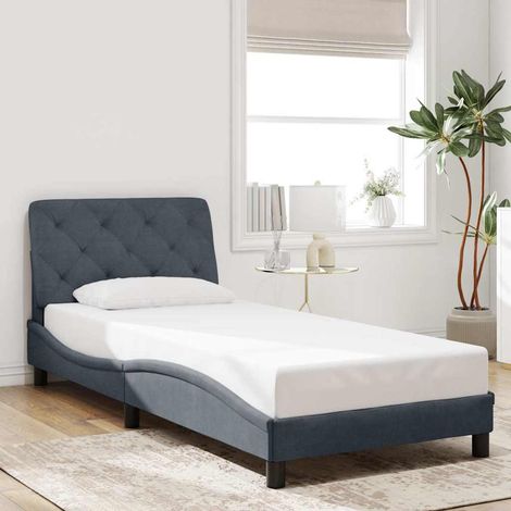 Cadre de lit sans matelas gris foncé 90x190 cm velours (1/5)