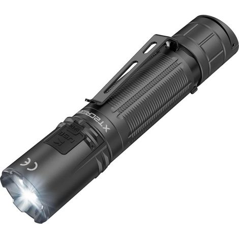 2100 lumens Tactique Lampe de Poche Rechargeable Ultra lumineuse,LED lampe torche étanche pour camping en plein, avec Holster (1/5)