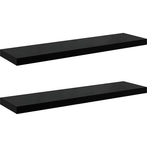 Maison Exclusive - Schweberegale 2 Stk. Hochglanz-Schwarz 90x23,5 (1/5)