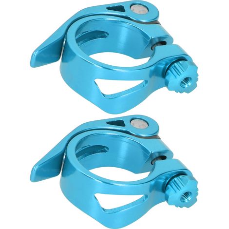 Lot de 2 colliers de serrage rapide pour tige de selle de vélo de route/VTT, 34,9 mm, bleu (1/5)