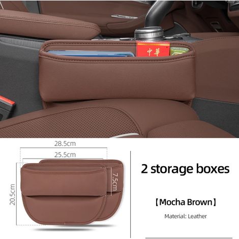 (Mocha Palm 2 pièces) Sac de rangement en cuir PU pour siège auto Mercedes Benz W204 W205 W211 W203 ML320 Vito Cla Glb - Comblement de l'espace entre la console centrale et le siège (1/5)