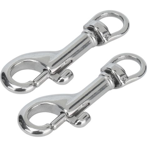 Lot de 2 mousquetons à ressort rotatifs en acier inoxydable 316 pour collier de chien, 65 mm