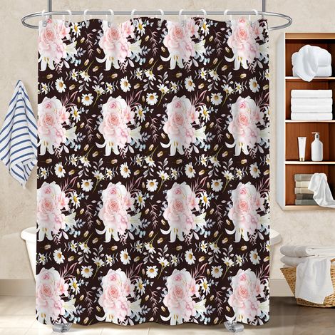 Rideau de bain imprimé polyester 180x180 artistique voile de douche pour une ambiance tropicale et dépaysante (1/5)