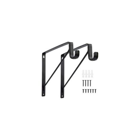 Lot de 2 supports de tringle de placard robustes à fixation murale, support de tringle à vêtements noir