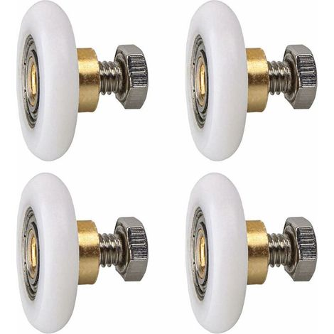 Rouleau de porte de douche, Rouleau Roulette Roue pour Porte de Douche Roulettes Coulissantes Porte Roue de Remplacement pour Rouleau 4 pièces (20MM) (1/5)
