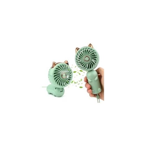 Mini ventilateur portatif - Portable - Petit ventilateur USB pliable - 3 vitesses - Petit ventilateur de table personnel pour bureau - Intérieur - 1 pièce - Vert (1/5)