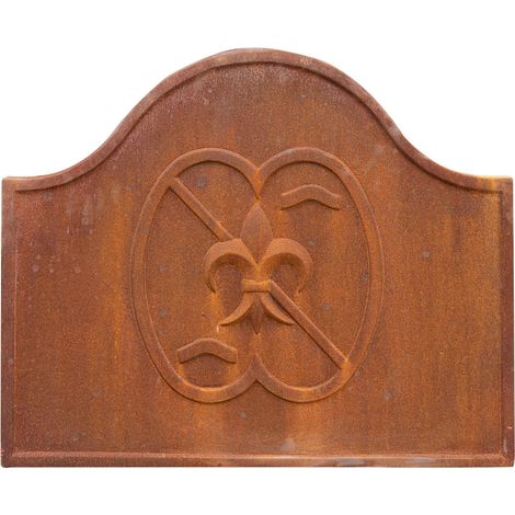 Biscottini – Plaque de cheminée en fonte décorée – Dimensions 80x65 cm – Finition artisanale unique – Émet chaleur après extinction du feu