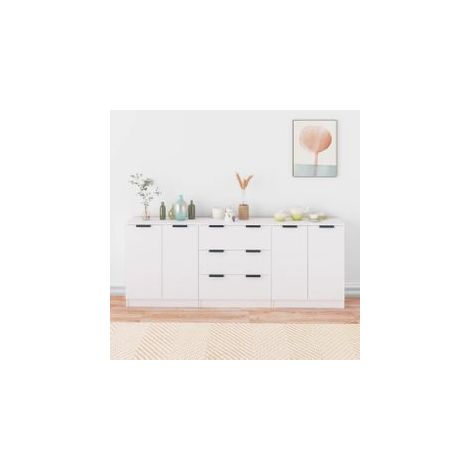 Buffets 3 pcs Blanc Bois d'ingénierie (1/5)