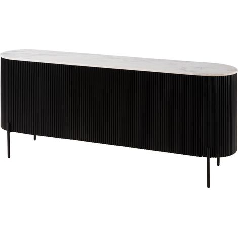 Sideboard Mango schwarz / weiß lackiert 180x40x76 cm teilmontiert BARCELONA 101