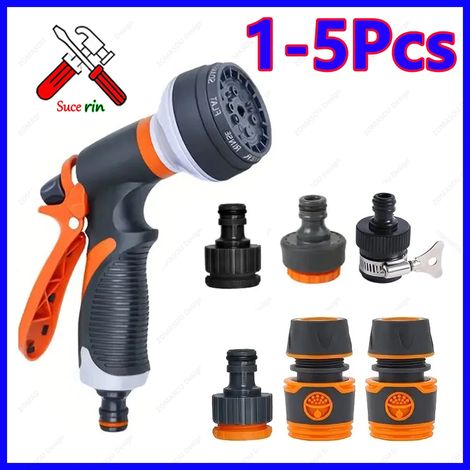 (Kit3) Pistolet d'arrosage de jardin réglable 1 à 5 pièces, 8 modes, pulvérisateur haute pression, buse d'arrosage pour pelouse et plantes (1/4)