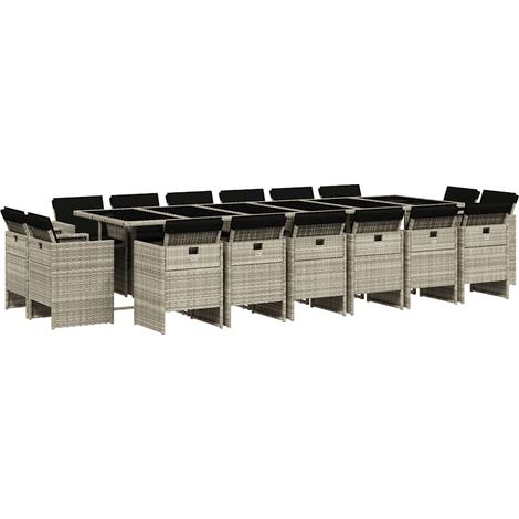 Maison Exclusive - Set comedor jardín y cojines 17 pzas ratán sin (1/5)