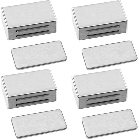 CCYKXA Leistungsstarker Schranktürmagnet, Magnetverschluss, Schranktürmagnet, Schrankmagnete, Schubladenmagnet, für Schranktüren, Türen, Balkonschubladen, Möbel (4 Stück Silber)