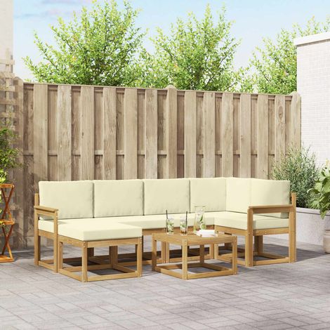 vidaXL Outdoor-Sofagarnitur 7 pcs Weiß und Creme Massivholz Akazie (1/5)