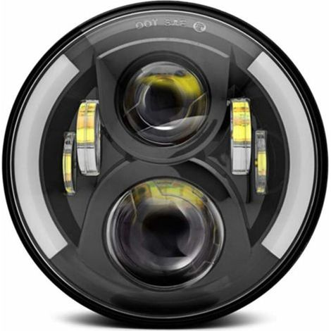 Phares Led De Moto 12 V / 24 V, Clignotants Retro Ronds, Remplacement De Phare Jeep Wrangler De 7 Pouces—-Vie