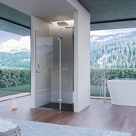 Porta doccia nicchia battente trasparente 8mm h195cm regina, misura 80 (1/5)
