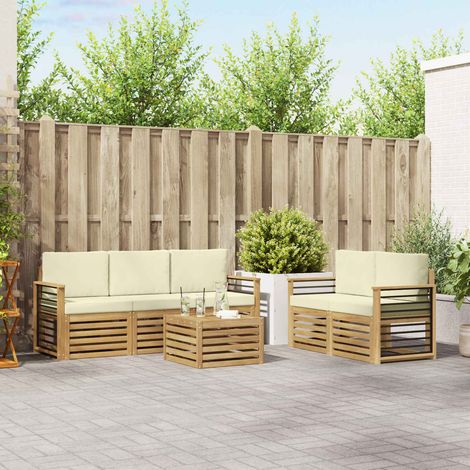 vidaXL Outdoor-Sofagarnitur 6 Stk. Weiß und Creme Polyester (1/5)