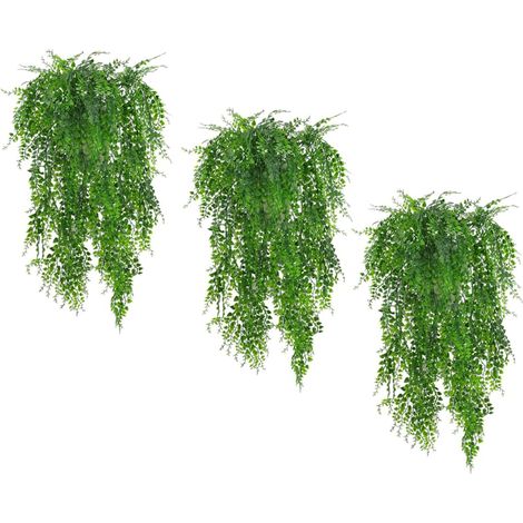 Plante Suspendue Artificielle - Fougère Persane - 115 cm - Pour Intérieur Extérieur Balcon Mur Jardinière Jardin - Lot de 3