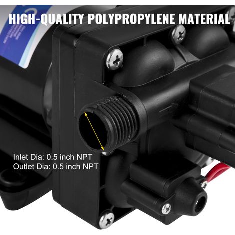 Pompe à Eau de Lavage, 12 V Pompe de Haute Pression Pompe à Eau Diaphragme 55 Psi Pompe de Pulvérisateur à Amorçage Automatique Idéale pour Camping Car/Marine/Automobile/Caravanes/Agricole (1/5)