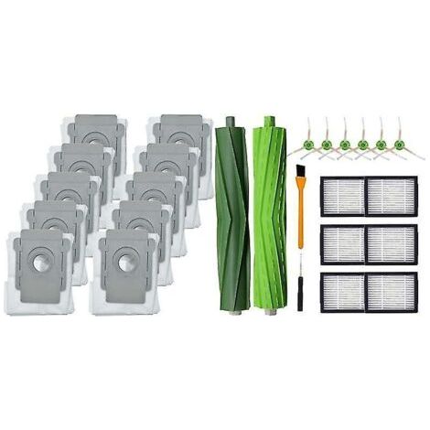 10 paquets de sacs sous vide pour Irobot Roomba I7 I7+/plus S9+ (9550) et 1 brosse à rouleau, brosse latérale (1/5)