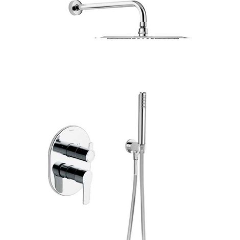Ramon Soler - Conjunto Grifo Monomando Empotrado de 2 Vías Cromado con Sistema S2 de Ahorro de Agua con Accesorios en ABS Redondos Serie Titanium (1/4)