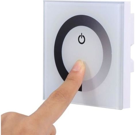 White Touch Wall-Mounted LED Light Dimmer Controller Switch for Monochrome LED Strip DC 12V-24V (1/4)