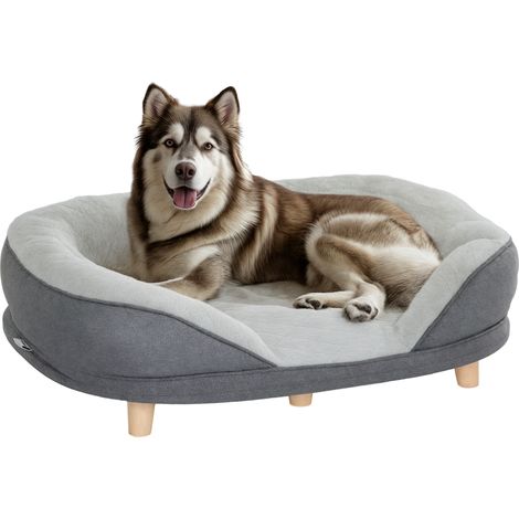 Hundekissen für Hunde bis 25 kg, abnehmbarer und waschbarer Bezug, rutschfest, Maße 90 x 78 x 25 cm, grau