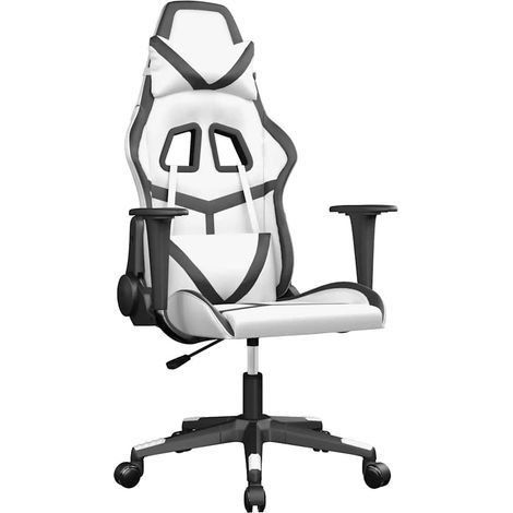 Maison Exclusive - Sedia da Gaming Massaggiante Bianco e Nero in Similpelle (1/5)