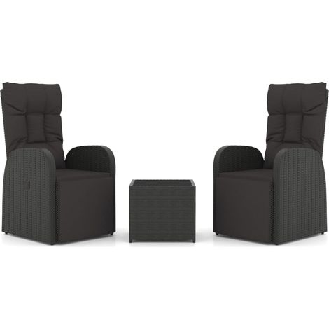 Maison Exclusive - 3-tlg. Garten-Lounge-Set Schwarz Poly Rattan &