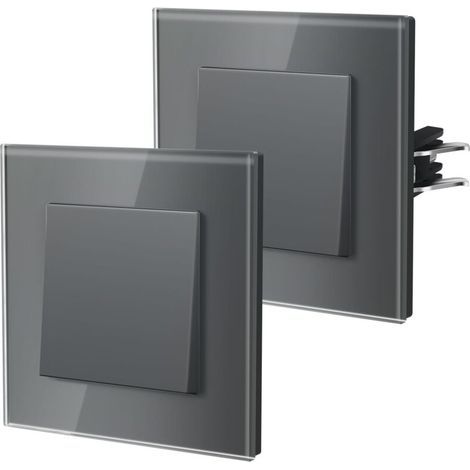Interrupteur Mural, Interrupteur Va Et Vient Avec Griffes, Verre Interrupteur Lampe De Chevet, 1 Gang 1Way, 86mm, Gris (1/4)
