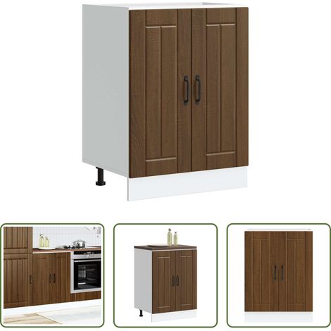 vidaXL Bois d'ingénierie - Meuble de base de lavabo Lucca chêne marron bois d'ingénierie (1/5)