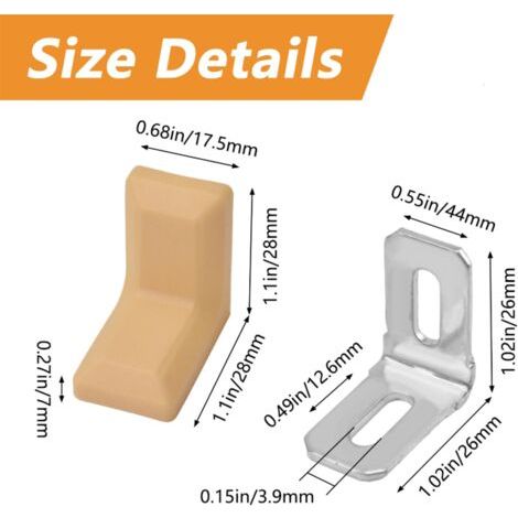NALOOKAMIC Lot de 20 équerres d'angle en forme de L en acier galvanisé avec couvercle en plastique ABS beige pour armoire, étagère (1/4)