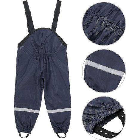 Unisex-Regenoverall für Kinder, wind- und wasserdicht, schlammabweisende Hose – Größe 128 – Marineblau