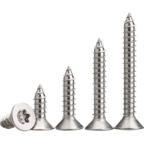 Universel à Vis, Vis à tête fraisée entièrement filetées, Acier inoxydable vis tete fraisee torx/etoile, Vis anti-vol, M2.9×19mm,100 pcs (1/5)