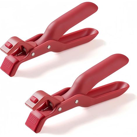 Clip anti-brûlure multifonction pour bols, clip support anti-brûlure multifonction pour bols de cuisine, pinces à bols anti-glisse et isolantes thermiques en silicone pour aliments chauds (Rouge + Rou (1/5)