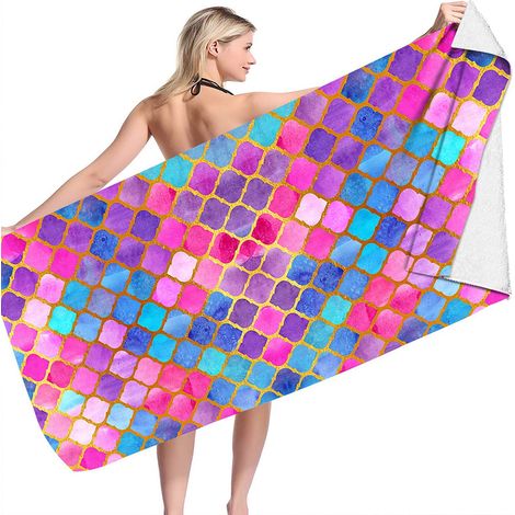 Serviette De Plage - Microfibre 75 x 150 cm Absorbante Rapide Séchage Sans Sable - Pour Plage Piscine Camping Voyage Yoga - 1 Pièce (1/4)