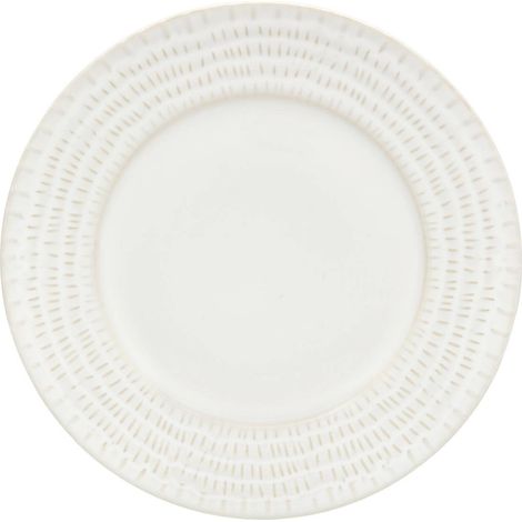 Lote de 6 platos llanos con borde rayado Camille D.27, blancos - Atmosphera créateur d'intérieur