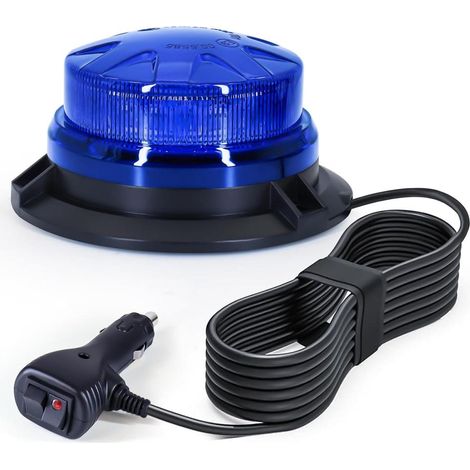 LED Warnleuchte Fahrzeug blau 12/24V, Magnetfuß 3m Kabel, Warnung Pannenhilfe Straße (1/3)