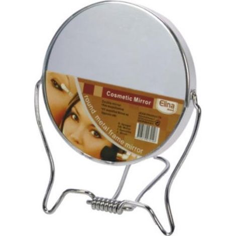 Miroir à bordure en fer, miroir de maquillage rond double face, miroir de coiffeuse pliable, miroir de table en métal, style rétro.