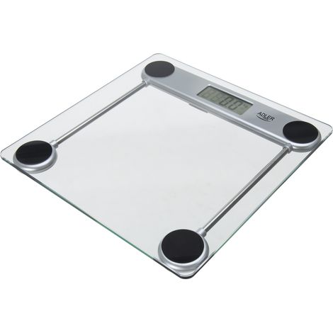 Adler AD 8121 Báscula de Baño Digital Cristal Templado, Alta Medición 150 kg 100 g, Apagado Automático, Fácil Transparente (1/5)