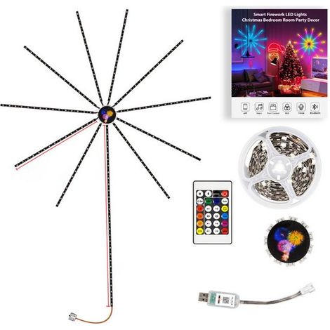 Bande LED Ulisem 1 mètre - Lumière LED réactive à la musique - 200 couleurs - Intensité réglable - Application et télécommande incluses - Autocollante (1/5)