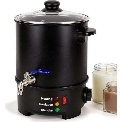 Cire Bougie Fonder 6L, Fondoir à Cire 1000W pour Fabrication de Bougies, Avec Eobinet et Régulateur de Température (1/5)