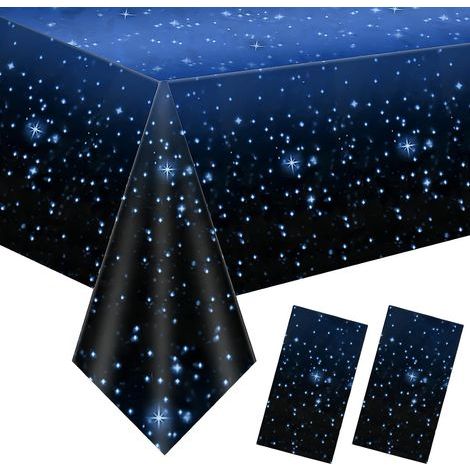 2PCS Nappe à Ciel Etoilé, 137x274cm Rectangulaire Nappe, Nappes de Fête, Nappe Imperméable Plastique Anniversaire, Nappe Réutilisable de Romantique Thème du Ciel Etoilé Cuisine Fête Pique-Nique (1/5)