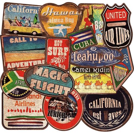 Retro Vintage Waterproof Large Vinyl Stickers for Adults and Teens Travel Labels for Laptop Suitcase Helmet Akateboard Car (1/5)