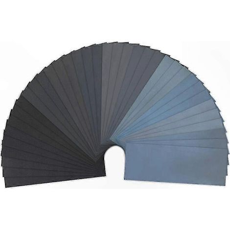 Packung mit 36 Nass- und Trockenschleifblättern, 23 x 9,3 cm, verschiedene Körnungen von 400 bis 3000, robustes Schleifpapier für vielfältige Anwendungen (4 Blätter pro Körnung) (1/4)