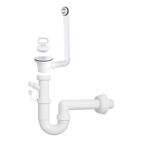 Kit Scarico Lavatoio con Piletta Ø 70 e Troppopieno Maryp Ø 70 Uscita Ø 40