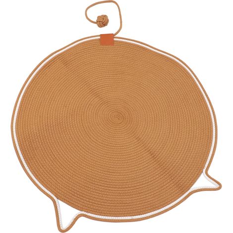 Tapis à griffer pour chat de 80 cm en corde de coton, protège vos meubles, robuste et rond, avec balle jouet pour la maison (1/5)