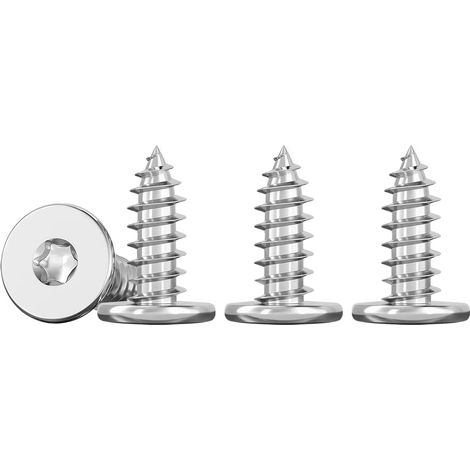 50 Pièces Mince Vis Autotaraudeuses à Tête Plate M4x10mm Vis Torx à Bois Inox 304 Vis Placo M4, EntièRement Fileté (1/5)